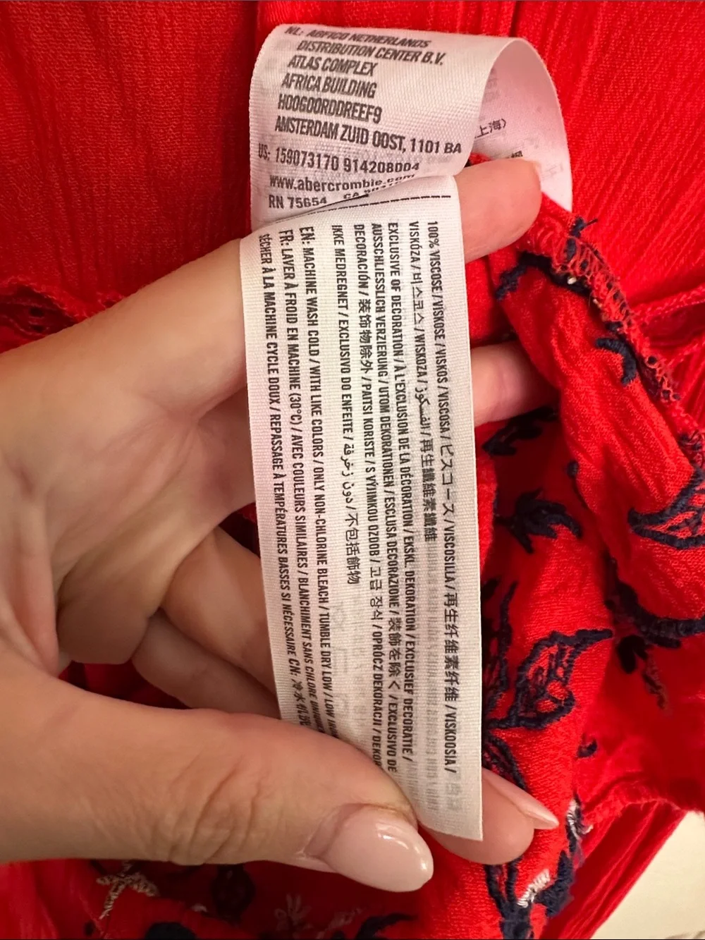 Abercrombie Small Red Embroidered Maxi Dress